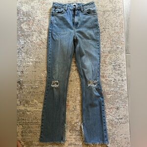 Zara distressed flair high waisted jeans